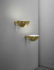 Palle Suenson, Pair of wall lights, designed for the offices at Aarhus Oil Factory A/S, circa 1940, Brass, frosted glass
