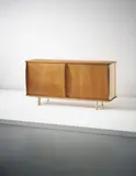 Jean Prouvé, Rare sideboard, model no. BA 12, 1948-1952, Oak-veneered wood, oak, painted bent sheet steel