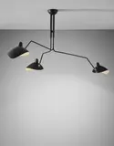 Three-armed adjustable ceiling light with 'Casquette' shades by Serge Mouille, designed 1958, Painted aluminium, painted tubular steel, brass, offered Oct 2015