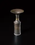 Vase with cylindrical body and flaring lip by Lucie Rie, circa 1976, Porcelain, golden glaze with a band of radiating sgraffito around the shoulder and lip, offered Oct 2015