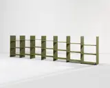 Martin Szekely, Unique pair of 'S.P.B' bookshelves from the 'Des Étagères' collection, in 'vert-olive'
