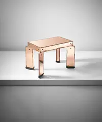 Rare low table by Gio Ponti, circa 1930, Coloured mirrored glass, ebonised wood, nickel-plated metal, sold Oct 2015