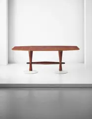 Unique dining table, designed for a villa, Como by Ico Parisi, 1953, Indian rosewood-veneered wood, rosewood, bianco statuario Carrara marble, sold Oct 2015