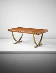 Rare dining table by Paolo Buffa, circa 1940, Walnut, bronze, sold Oct 2015