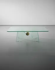 Important coffee table by Pietro Chiesa, circa 1938, Glass, brass-covered wood, sold Oct 2015