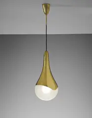 Ceiling light, model no. 1849 by Max Ingrand, circa 1958, Brass, opaque glass, sold Oct 2015