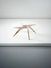Coffee table by Gio Ponti, 1956, Walnut, glass, sold Oct 2015