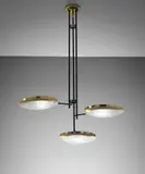 Stilnovo, Unique large three-armed ceiling light, designed for the Cartoleria Adua, Milan