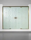 Gio Ponti and Pietro Chiesa, Partitions with integrated doors, designed for the Fontana Arte store, Palermo, circa 1935, Etched glass, brass