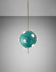 Oscar Torlasco, Ceiling lamp, model no. 553, circa 1958, Painted metal, brass, tubular brass