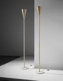 Arredoluce, Pair of standard lamps, 1950s, Painted metal, marble