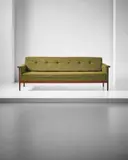 Rare 'Canada' sofa by Ettore Sottsass, circa 1959, Teak, fabric, sold Oct 2015