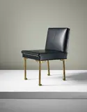 Rare 'Café' chair, model no. 10,68, designed for Rautatalo Café, Helsinki by Alvar Aalto, circa 1954, Leather, brass, sold Oct 2015