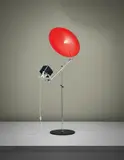 Yrjö Kukkapuro, Rare adjustable standard lamp, model no. 100F, designed for the XIV Milan Triennale, designed 1968, Chromium-plated tubular metal, painted metal, aluminium, fibreglass