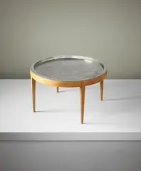Estrid Ericson, Smoking table, model no. 2110, 1955, Engraved pewter, birch