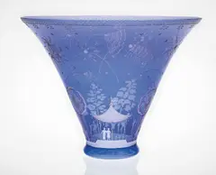 Edward Hald, Important 'Fyrverkeriskålen' (Fireworks) vase, model no. 248, designed 1921, executed 1947, Engraved overlay coloured glass