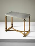 'Caesar' table, designed for the International Exhibition, Barcelona by Axel Einar Hjorth and Nils Fougstedt, designed 1928, produced 1930, Engraved pewter, stained birch, offered Oct 2015