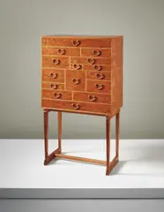 Josef Frank, Cabinet-on-stand, model no. 2030, designed 1948, Mahogany-veneered wood, mahogany, brass