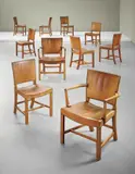 Kaare Klint, Set of eight 'Red' dining chairs and pair of 'Red' armchairs, model nos. 3758 and 3758A, designed for the Danish Museum of Art and Design’s lecture room, Copenhagen