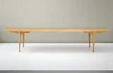 Peder Moos, Unique dining table, designed for the Villa Aubertin, Rosnæs, Nakskov Fjord, 1952, Oak, maple