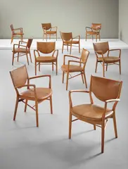 Finn Juhl, Set of ten armchairs, model no. NV 46, circa 1946, Teak, Niger leather