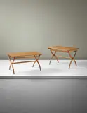 Ole Wanscher, Pair of adjustable coffee tables, executed 1957, Teak, oak
