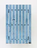 Fredrik Værslev, Untitled (Frieze Garden Painting #02), 2011, house paint, enamel paint, spray paint and nails on pressure impregnated spruce, Siberian larch frame, steel support