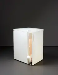 Cutting a Cake with a Hammer by Urs Fischer, 2000, wood, polystyrene, latex paint, spotlight, enamel paint, filler, nails, screws, offered Feb 2014