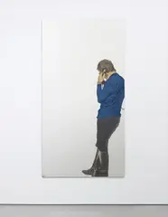 Michelangelo Pistoletto, Uomo con gli stivali al telefono, 1970, painted tissue on steel