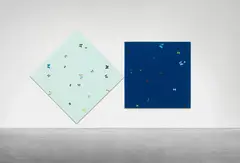 Damien Hirst, Night Follows Day (Diptych), 2007, diptych: butterflies and household gloss on canvas