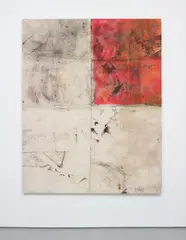 Untitled by Oscar Murillo, 2011, oil, dirt, oil stick, spray paint on canvas, sold Feb 2014