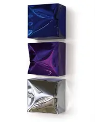 Lori Hersberger, Totem No. 4: dark blue, violet, silver (galvanically chromed), 2013, mirror polished stainless steel