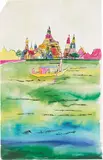 Andy Warhol, Gondola with Two Figures, 1956, ink and Dr. Martin's Aniline dye on Strathmore paper
