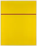 Cory Arcangel, Photoshop CS: 84 by 66 inches. 300 DPI, RGB, square pixels, default gradient "Blue, Red, Yellow", mousedown y=7600 x=8600, mouseup y=7850 x=8600
