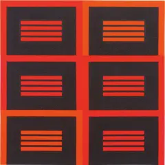 Peter Halley, Six Prisons, 2004, roll-a-tex and acrylic on canvas
