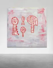 Donald Baechler, Tree Painting, 1985, acrylic, fabric collage on canvas