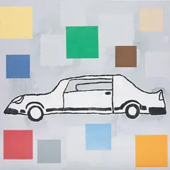 Donald Baechler, Abstract Painting with Car, 1996, acrylic and collage on canvas