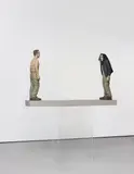 Sean Henry, Man with Alter Ego, 1998, bronze, exterior 2-pac paint, painted wood, Plexiglas
