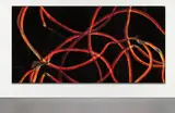 Aaron Young, Greeting Card 4b (4b4D, 4b3D, 4b2D, 4b1D), 2007, burnt rubber, acrylic on stained plywood, in 4 parts