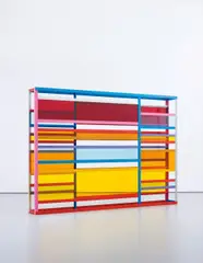 Liam Gillick, Relieved Production Cycle, 2007, painted aluminium, transparent coloured Plexiglas