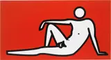 Julian Opie, Male nude lounging arms on knee
