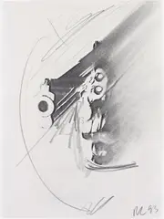 Gun Study D-334 by Robert Longo, 1993, carbon, graphite and charcoal on paper, sold Apr 2014