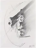 Robert Longo, Gun Study D-334, 1993, carbon, graphite and charcoal on paper
