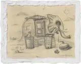 Carboncino by George Condo, 1984, graphite on paper laid on canvas, plaster, sold Apr 2014