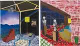 Two Works: (i) It's My Pot of Gold, 2007; (ii) Fountain by Shara Hughes, 2008, oil, glitter, rhinestones, spray paint on canvas, sold Apr 2014