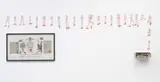Patrick Van Caeckenbergh, Untitled (Study with Angels) in 3 parts, 1995, gouache, ballpoint pen, felt-tip pen, adhesive tape, magazine image, collage on paper and card, cigar box
