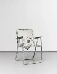 Michael Brown, Relic (Lawn Chair / Hurricane Katrina), 2008, found aluminum lawn chair frame, polished stainless steel