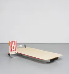 Jason Dodge, Shooting Station, 2001, aluminium, rubber, wood, plastic, leather