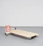 Jason Dodge, Shooting Station, 2001, aluminium, rubber, wood, plastic, leather