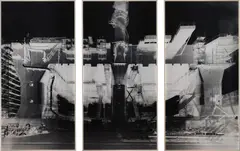 Vera Lutter, Kvaerner Shipyard, Rostock IX: December 5, 2000, unique silver gelatin print in artist's frame, in 3 parts